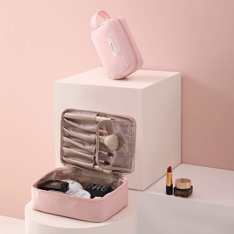 Kvinder kosmetiktaske kosmetolog nødvendig toiletartikler makeuptasker mærke arrangør rejser kvindelig opbevaring makeup etuier