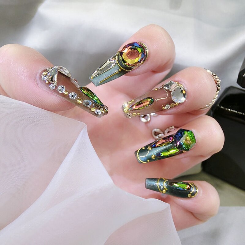 8x10mm Magic Mirror Nail Art Rhinestone Double Plane Crystal K9 Glass 3D Fingernail DIY Decoration Accessories