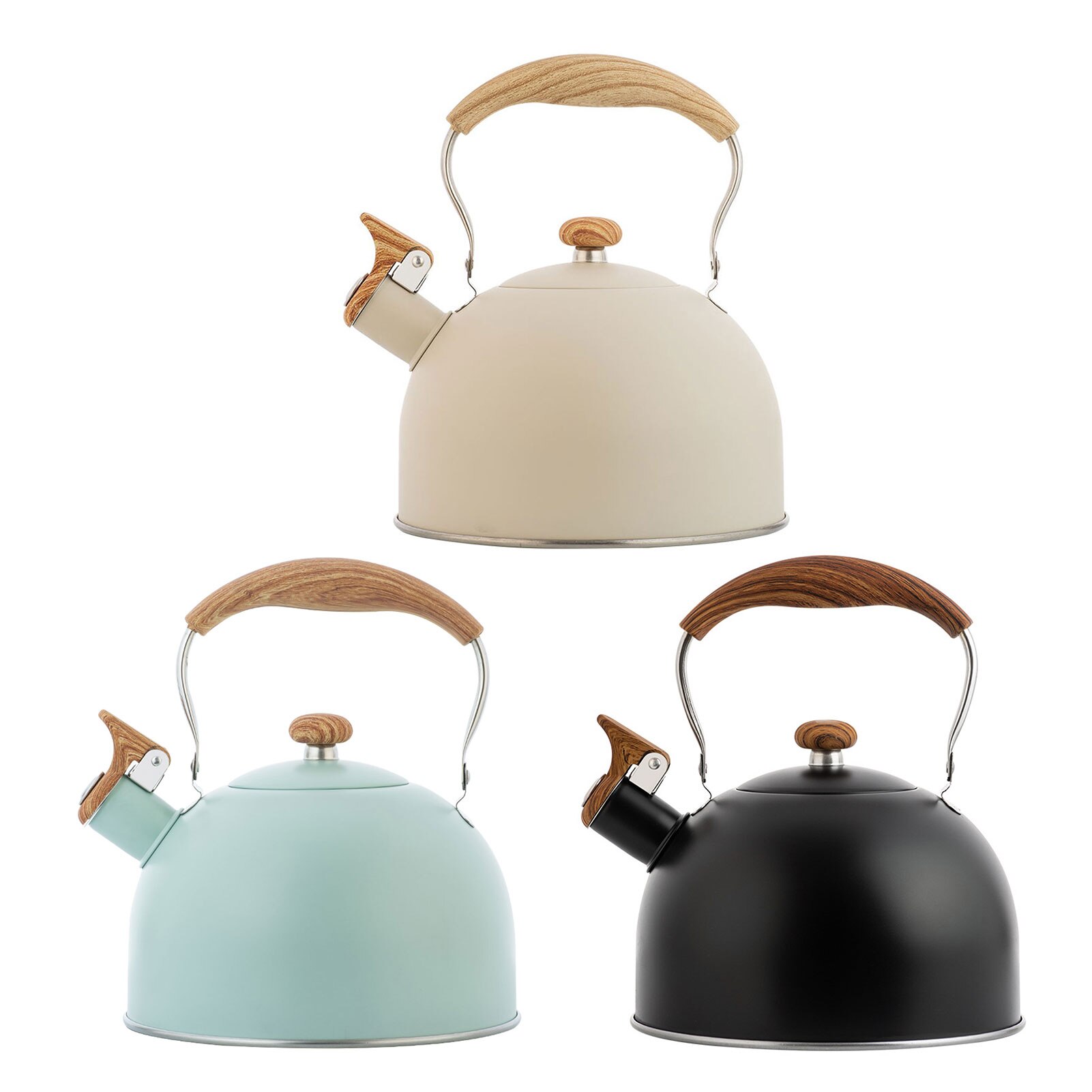 2.5L Stainless Steel Whistling Tea Kettle Food Grade Tea Pot for Make Tea Boil Water Compatible with Gas Stoves Induction Cooker