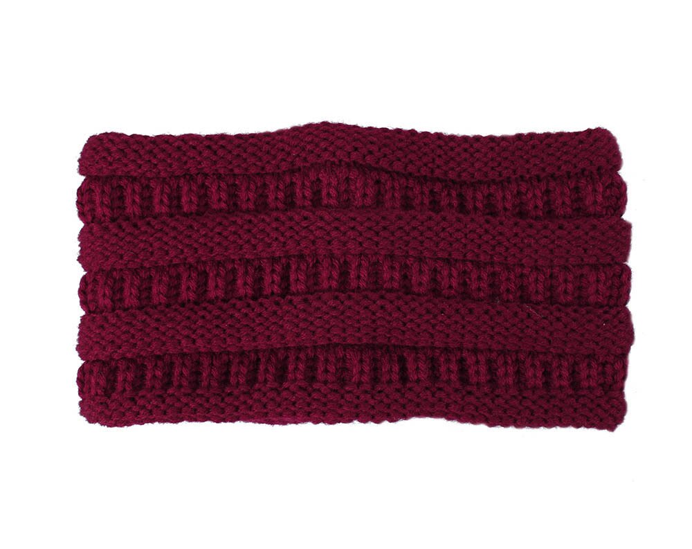 Winter ear Warmer Headbands Turban Handmade fleece Plus Velvet Hairband Headwrap Stretch Women Headwear Accessories: Burgundy