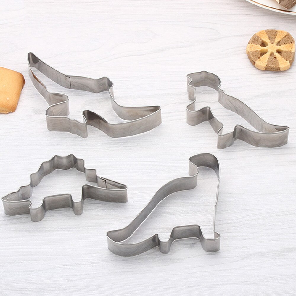 4 stks/set Rvs Dinosaur Animal Fondant Cake Cookie Biscuit Cutter Decorating Mould Pastry Bakken Tools Modus: Default Title