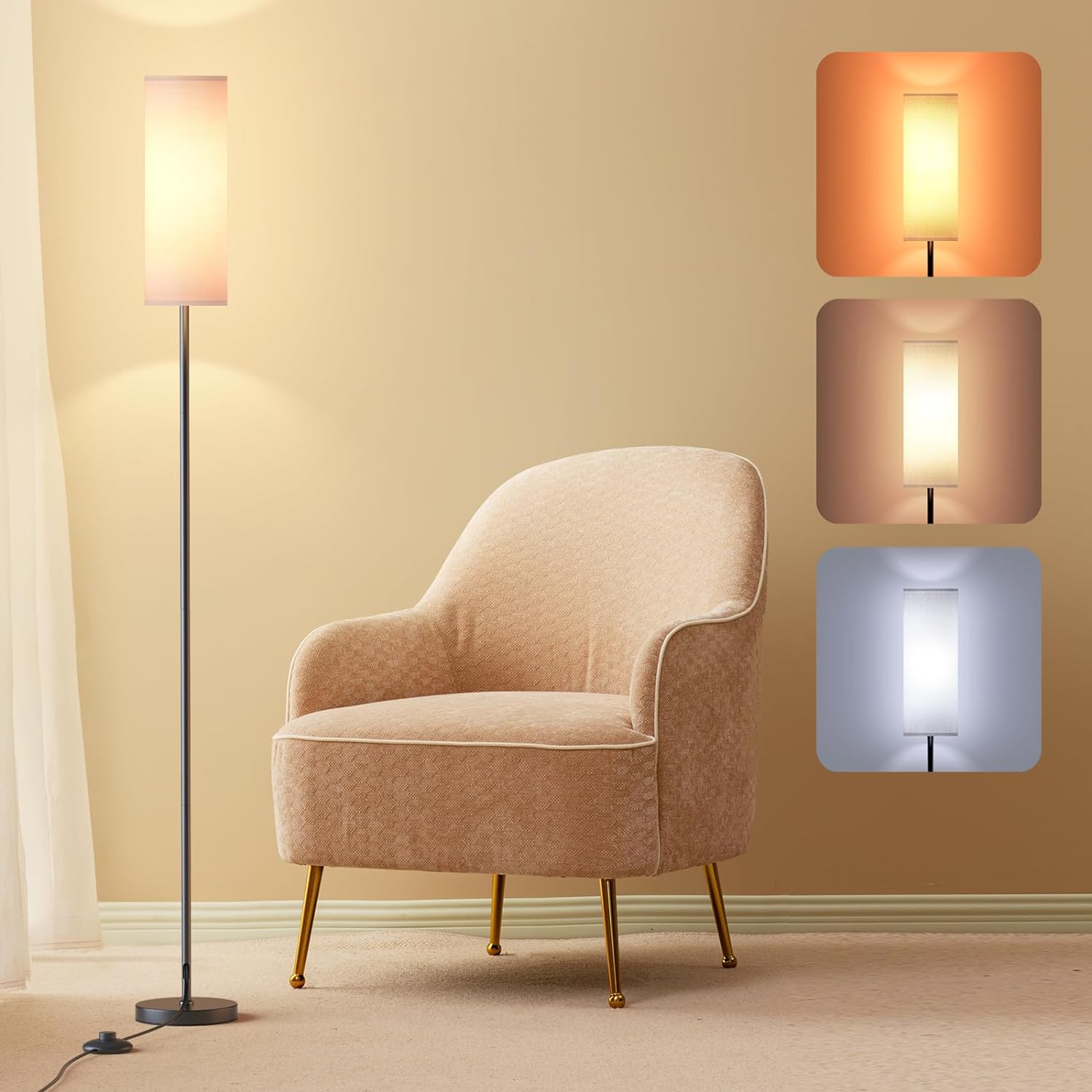 Gulvlampe til stue moderne stående lamper med lampeskjerm lampe med fotbryter til stue soverom barnerom kontor