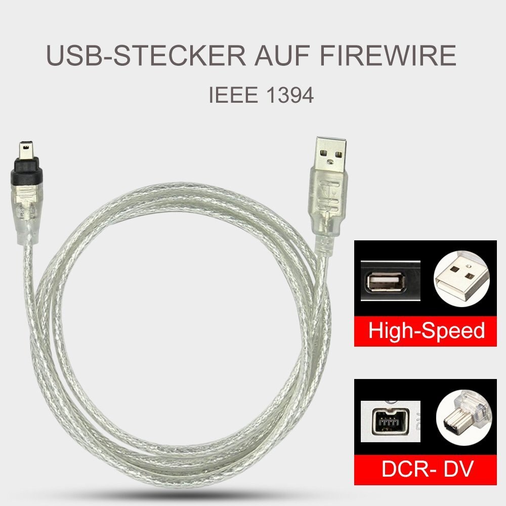 LBSC Usb-kabel, IEEE 1394 4 Pin naar USB Mini Plug Firewire voor MINI DV HDV camcorder te Bewerken 1.4 M