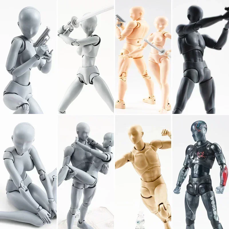 BODY KUN / BODY CHAN Pose Play Grey Color Ver. Black Orange PVC Action Figure Collectible Model Toy