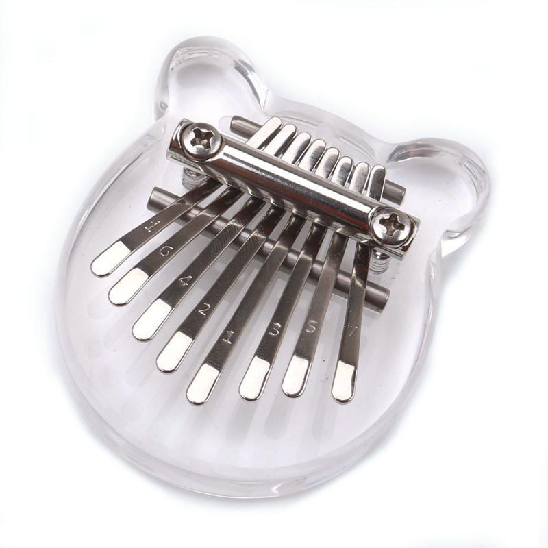 2021 Hot 8 Key Mini Kalimba Finger squisito pollice pianoforte musicale Marimba strumento musicale in legno acrilico ciondolo buon regalo: E