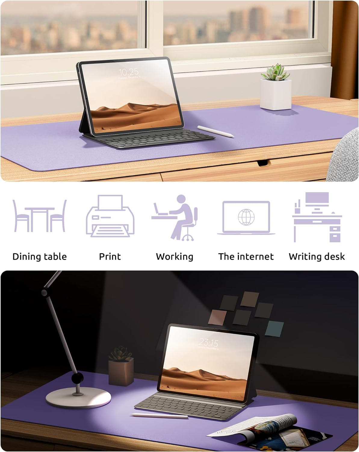 Leather Desk Pad Protector,Mouse Pad,Office Desk Mat,Waterproof Non-Slip PU Leather Desk Blotter,Computer Desk Pad for Women