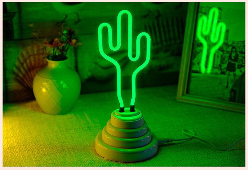 Neon Neon Sign Decoratie Led Nachtlampje Cloud Rainbow Flamingo Vorm Kleurrijke Bureaulamp Voor Indoor Bruiloft Verlichting: SMALL cactus