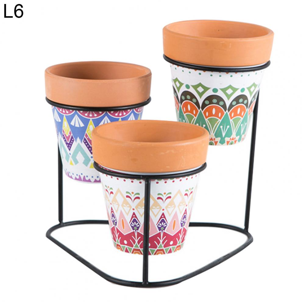 1 Set 3-Tier Shelf Flower Pot Portable Attractive Long Lasting Decorative Corrosion-resistant Plant Pot for Garden: L6