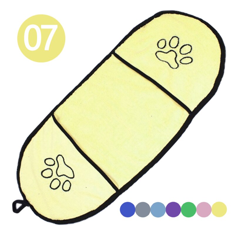 Toalla de baño de microfibra para perro, toalla de secado ultraabsorbente para cachorros y gatos pequeños, manta con bolsillo, bata de baño para perros grandes: yellow