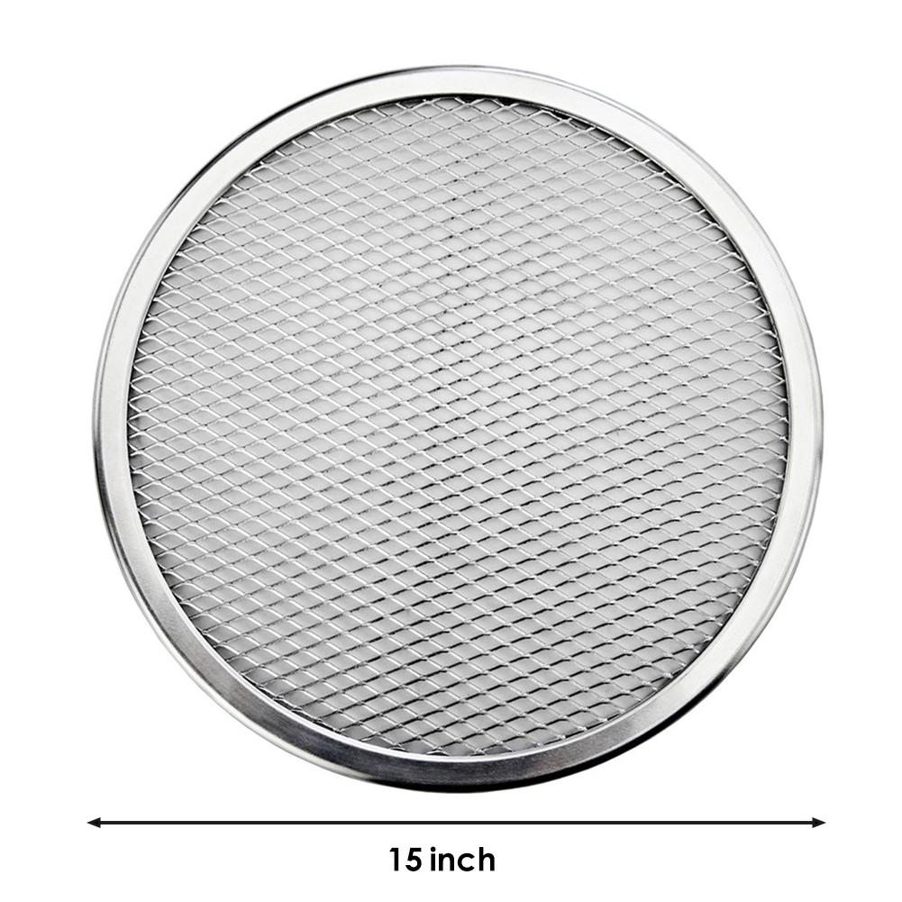 13-22 tommer sømløs aluminium pizza skærm ovn bageplade netto metalnet bagværk køkkenredskaber pizza mesh wienerbrød bageværktøj: 15 tommer