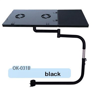 Bl  ok031 full bevegelse stol klemme tastaturholder bærbar skrivebord musematte bærbar stativ med vifte til komfortabelt kontor og søle: Svart