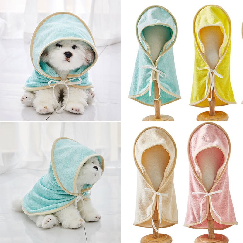 Zachte Sneldrogend Bad Huisdier Handdoek Effen Kleur Pluche Hond Pyjama Met Kap Super Absorberende Honden Katten Hoodies Puppy badhanddoek