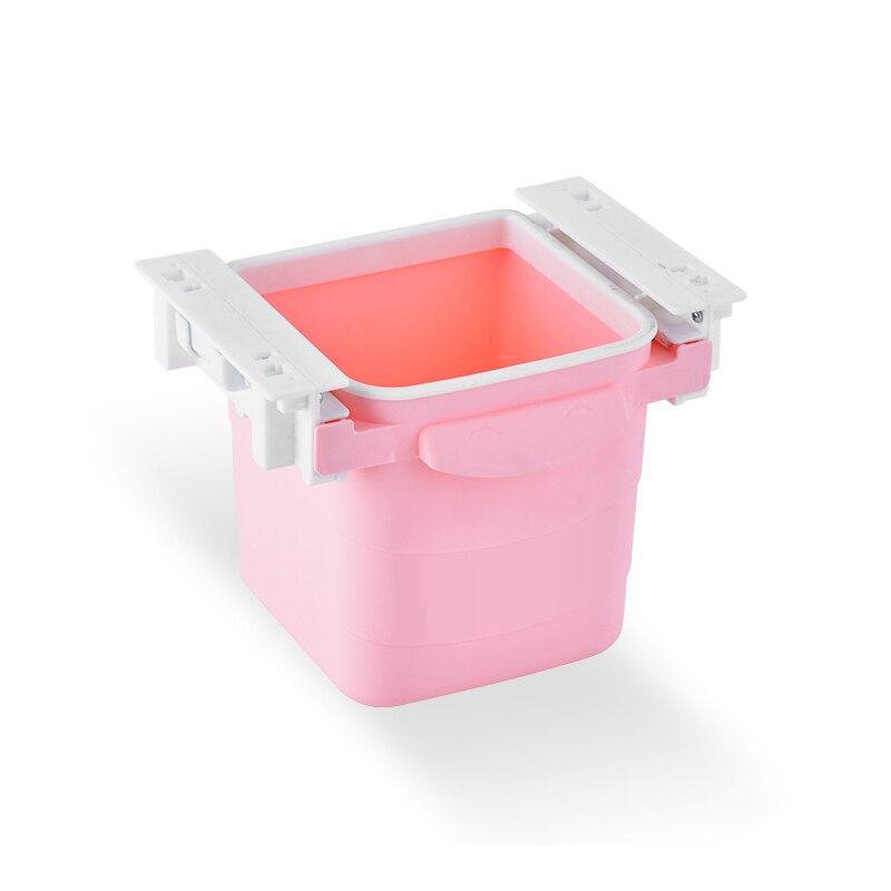 O lixo retrátil da lata de lixo da tração invisível do escritório da lata de mesa do agregado familiar da gaveta do lixo sob tabelas push-pull escaninhos de lixo portáteis: pink A