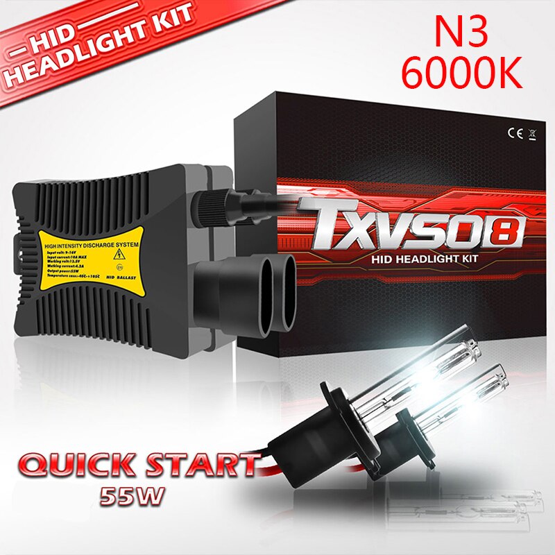 ! TXVSO8-bombillas de faro delantero de coche HID, Kit Universal de xenón H7 55W 12V, 3000K a 12000K H1 a 9007 lámparas: N3