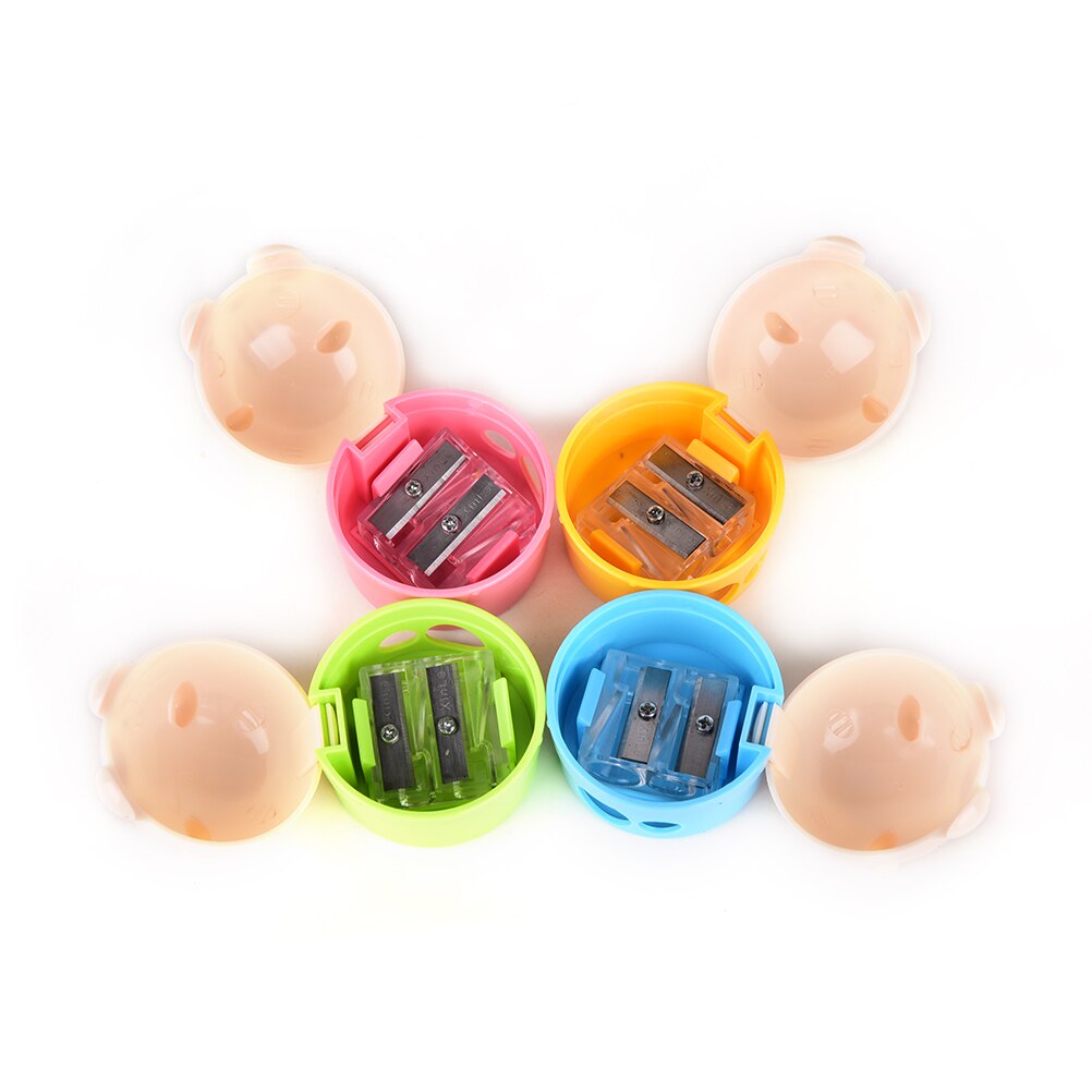 1PCS Novelty Double Holes Pencil Sharpener Cat and Bear Plastic Pencil Sharpener Pencil Cutter Knife School Student Supplies