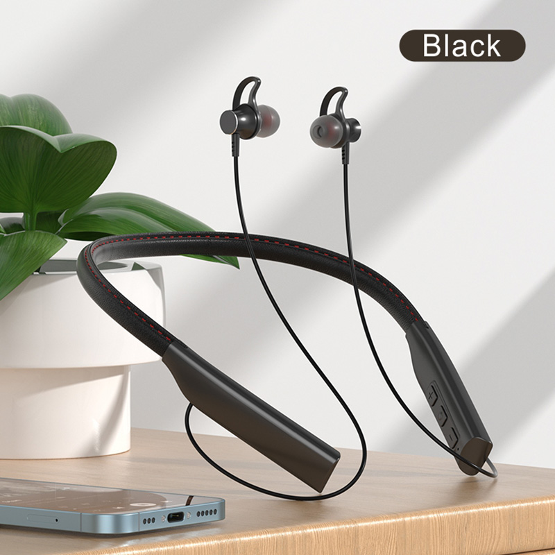 Fone Bluetooth-Kopfhörer, kabellose Kopfhörer, magnetisch, Sport-Nackenbügel, um den Hals hängende TWS-Ohrhörer, kabelloses Bluetooth-Headset mit Mikrofon: Black
