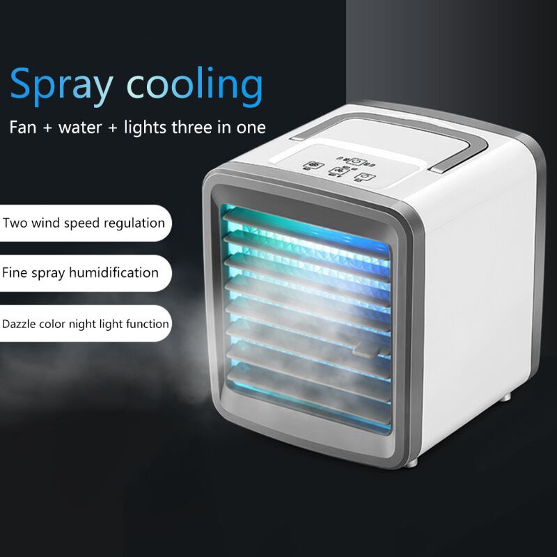 Usb Mini Draagbare Airconditioner Luchtbevochtiger Luchtreiniger 7 Kleuren Licht Koelventilator