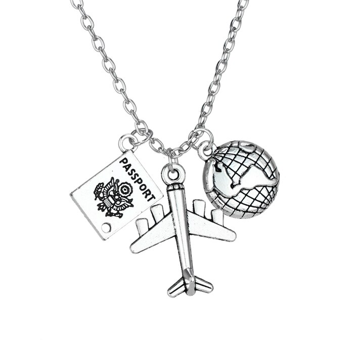 Best Friends Wanderlust Travelers Necklaces Globe Earth Aircraft Plane Passport Pendant Traveling The World Necklace Collar: Globe