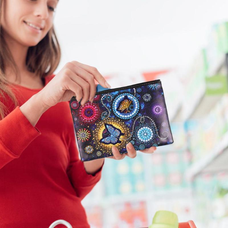 Sac à main bricolage en forme spéciale diamant peinture | Bracelet portefeuille, pochette pour femmes maquillage organisateur, sac de rangement broderie de noël