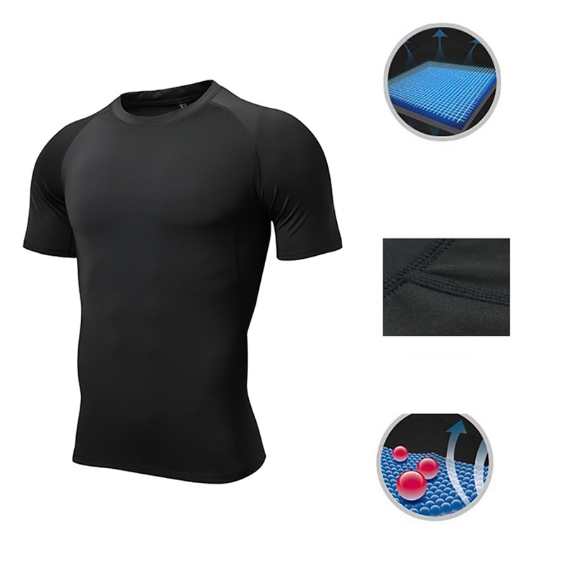 T-Shirt à manches courtes hommes Absorption de la sueur séchage rapide T-Shirt serré hauts Fitness Sportswear