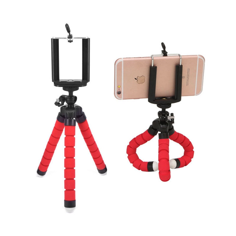 1 pçs esponja flexível polvo mini tripé com bluetooth remoto obturador para iphone mini câmera tripé suporte do telefone clipe