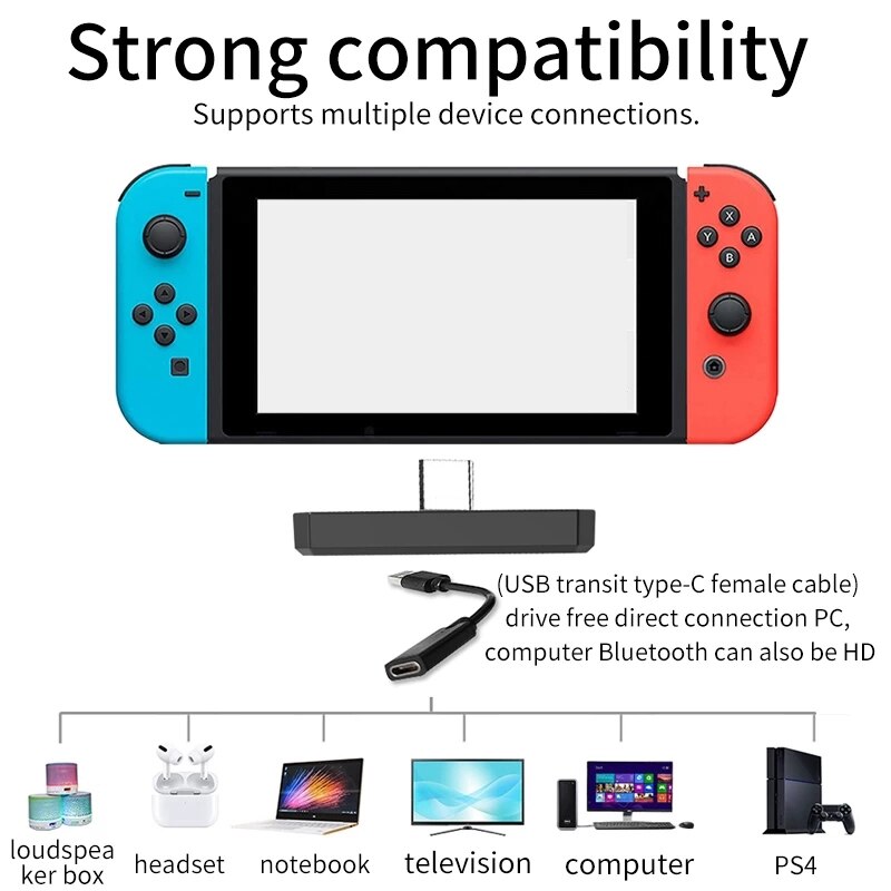 Typec Bluetooth 5.0 Wireless o Transmitter APTX HD/LL USB Type C Transceiver Adapter