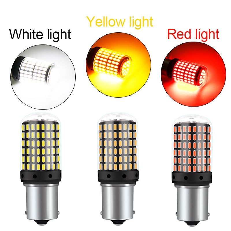 Luz Led de marcha atrás para coche, Bombilla de señal de giro automática, superbrillante, BA15S, P21W, 1157, BAY15D, P21/5W, 12V, blanco, rojo