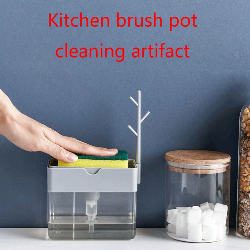 Soap Pump Dispenser Caddy Sponge Holder Cleaning Liquid Container Manual Press Organizer Kitchen Cleaner Tool