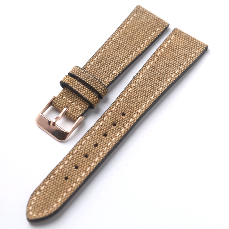 Canvas Ingericht Lederen Horlogeband 18 19 20 21 22 MM Zwart Groen Bruin Zachte Slanke heren Armband voor Antieke Stijl Horloges