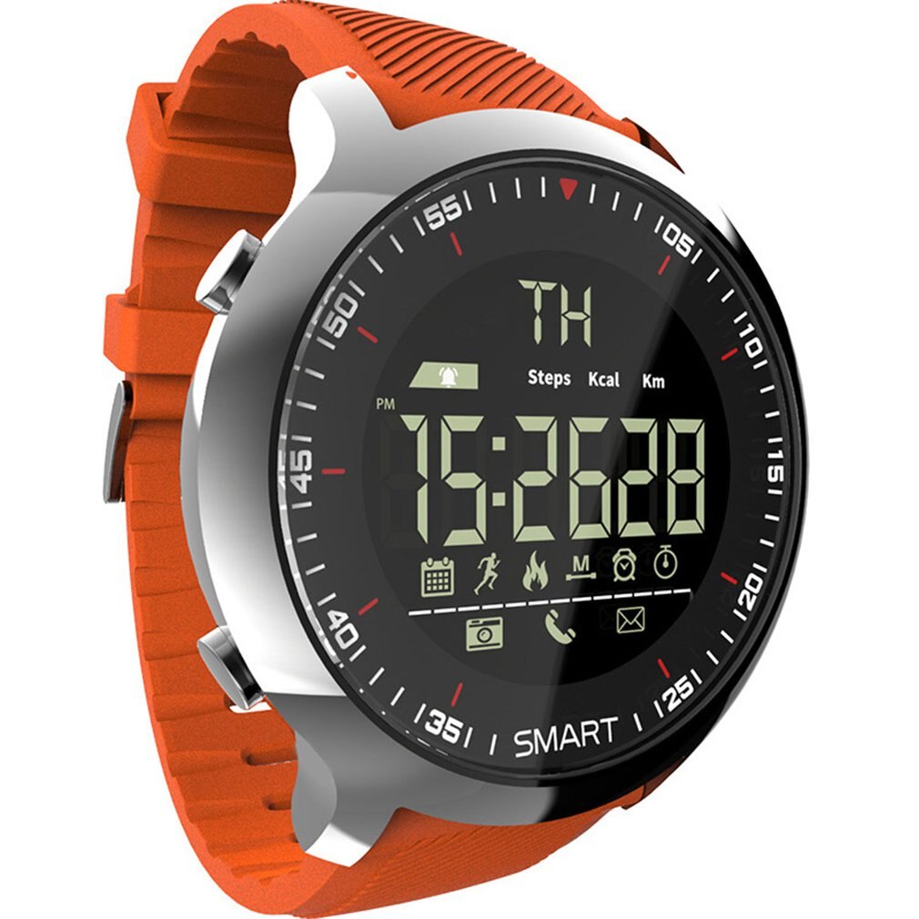 Ex18 relógio inteligente à prova dwaterproof água luminosa pedômetro mensagem de telefone ao ar livre masculino smartwatches: orange
