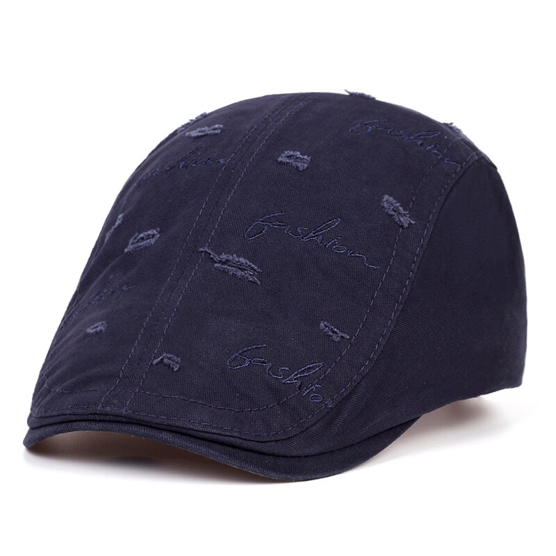 Sommer utendørs sport berets luer til menn kvinner uformelt topp lokk brev broderi solhatter hofte hopp hatt casquette: Marineblå