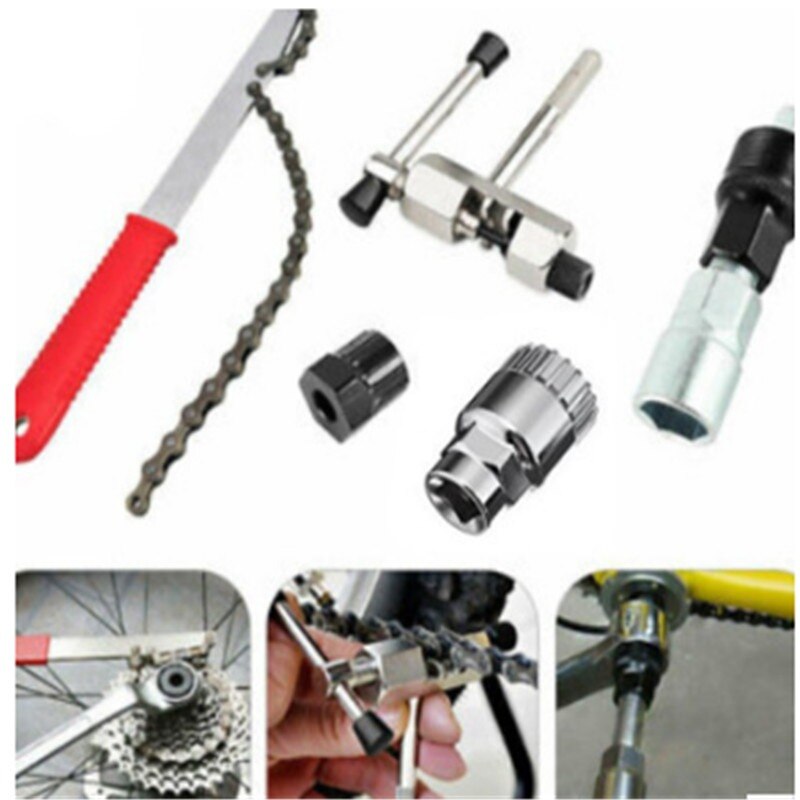 4 PCS Bicycle Repair Tool Sets Kits Chain Crank Wheel Extractor Pedal Remover Puller Tool Outdoor Cycling MTB Bike Axle Remover