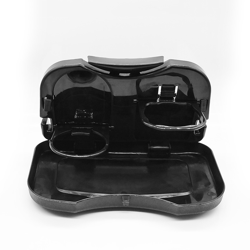 Mesa plegable para asiento trasero de coche, estante de plástico para bebidas y comida, soporte para vasos, bandeja, escritorio S55: Negro