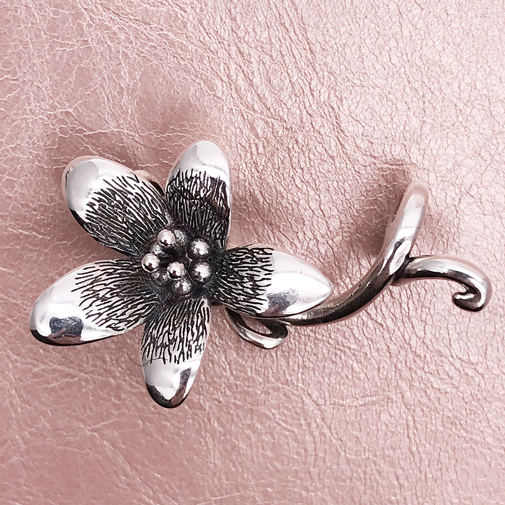 Genuine 925 Sterling Silver Not Original Flower Troll Anemone Pendant Fit European Bracelet Necklace Rose Jewelry