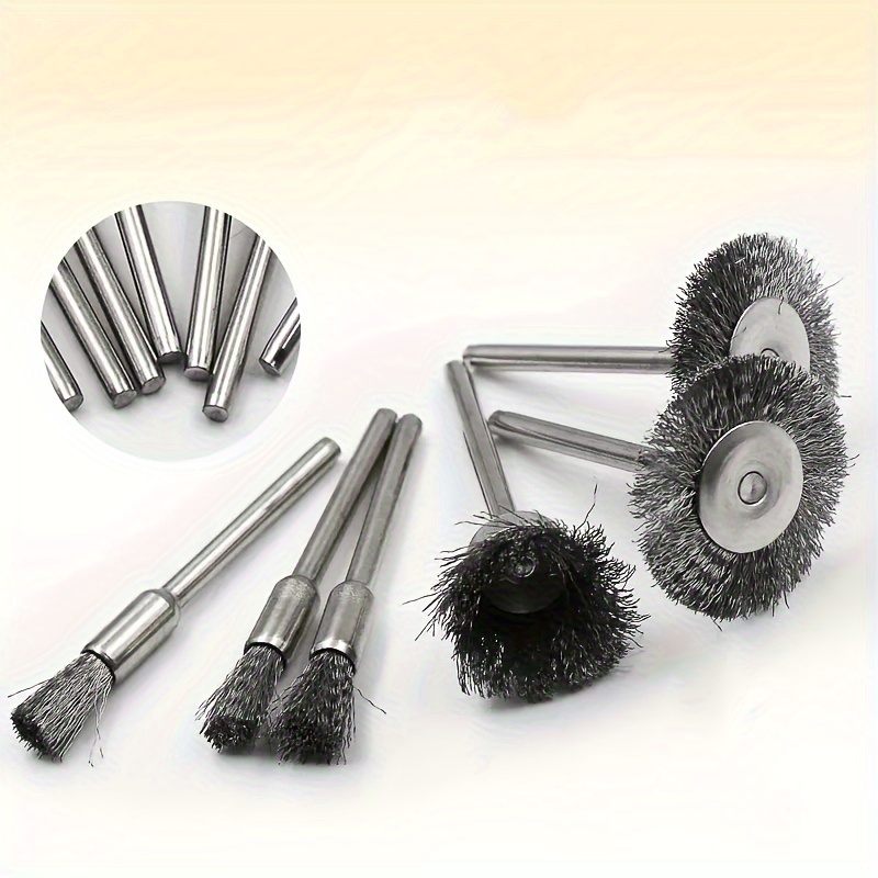 9 pezzi mini spazzola metallica in acciaio trapano utensile rotante spazzola per pulizia ruota discoteca lucidante per rimozione ruggine metallica