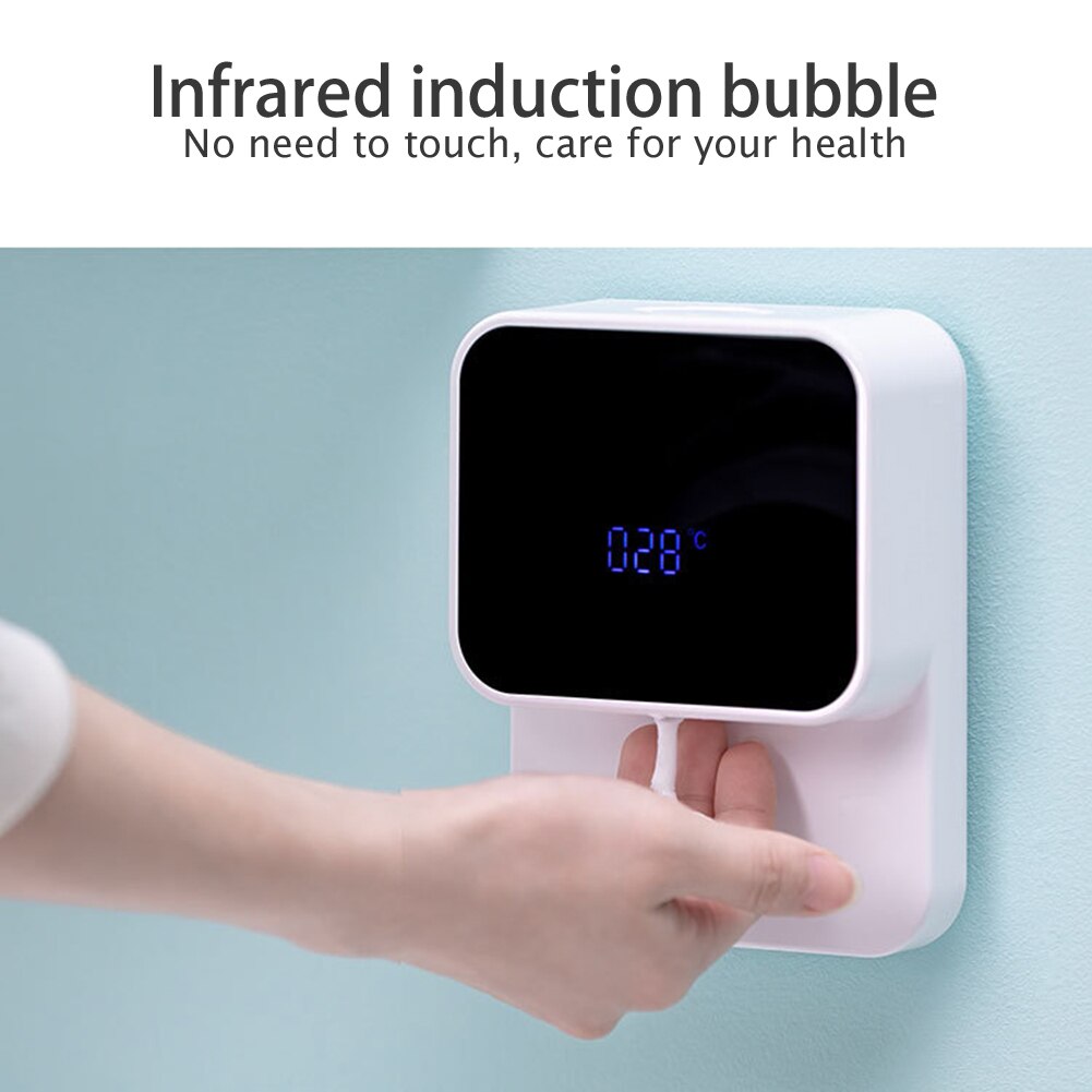 Auto IR Sensor Soap Dispenser Wall-mounted Hand Washer LED Temperature Display Automatic Wall Mounting ABS Hand Cleaning