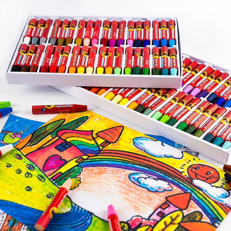 48 farver oliepastel til kunstner børns graffiti maleri tegning pen skole papirvarer kunstforsyninger blød farve kunst skabelse