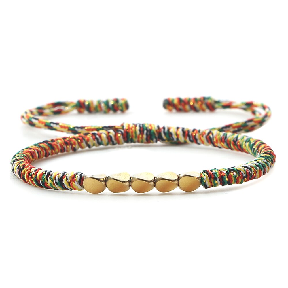 Pulsera de cuentas de cobre budista tibetana hecha a mano, nudos con dijes, cuerda de Buda, brazaletes de hilo trenzado de la suerte ajustables para mujeres y hombres
