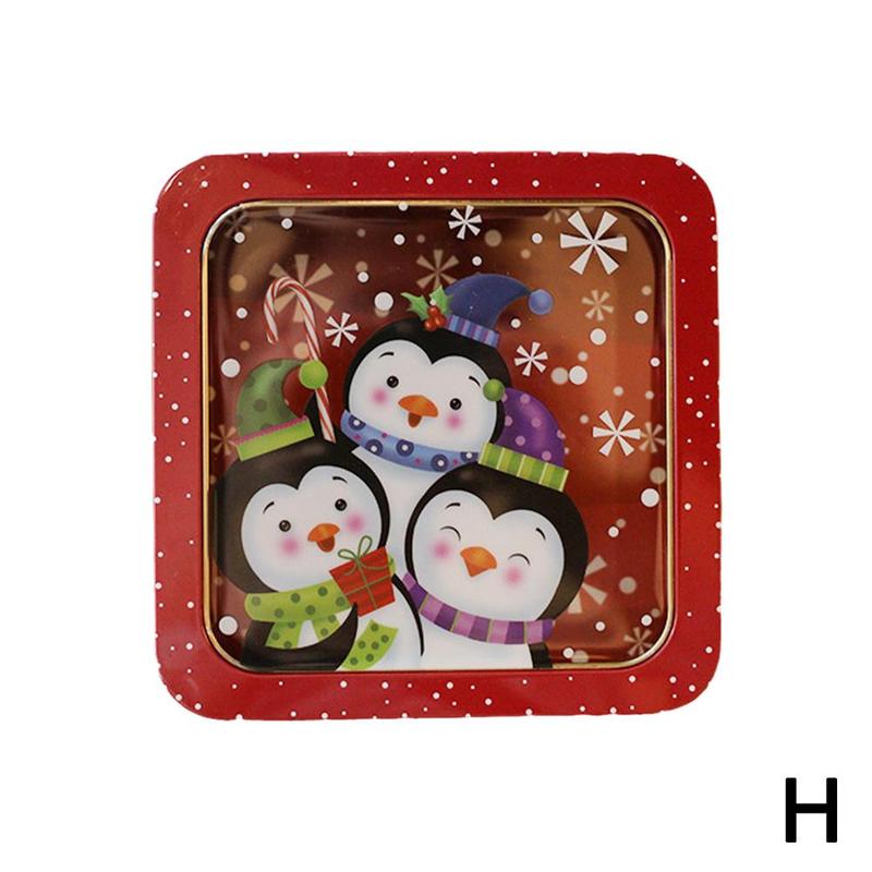 Boîte à biscuits en fer blanc, fenêtre transparente Rectangle Film carré emballage de noël boîte à chocolat cuisson boîte à bonbons T3Z8: H