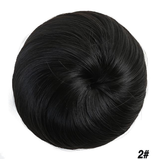 Buqi-extensiones de pelo corto y liso para mujer, moños resistentes al calor, Clip sintético de , accesorios para el cabello: 2