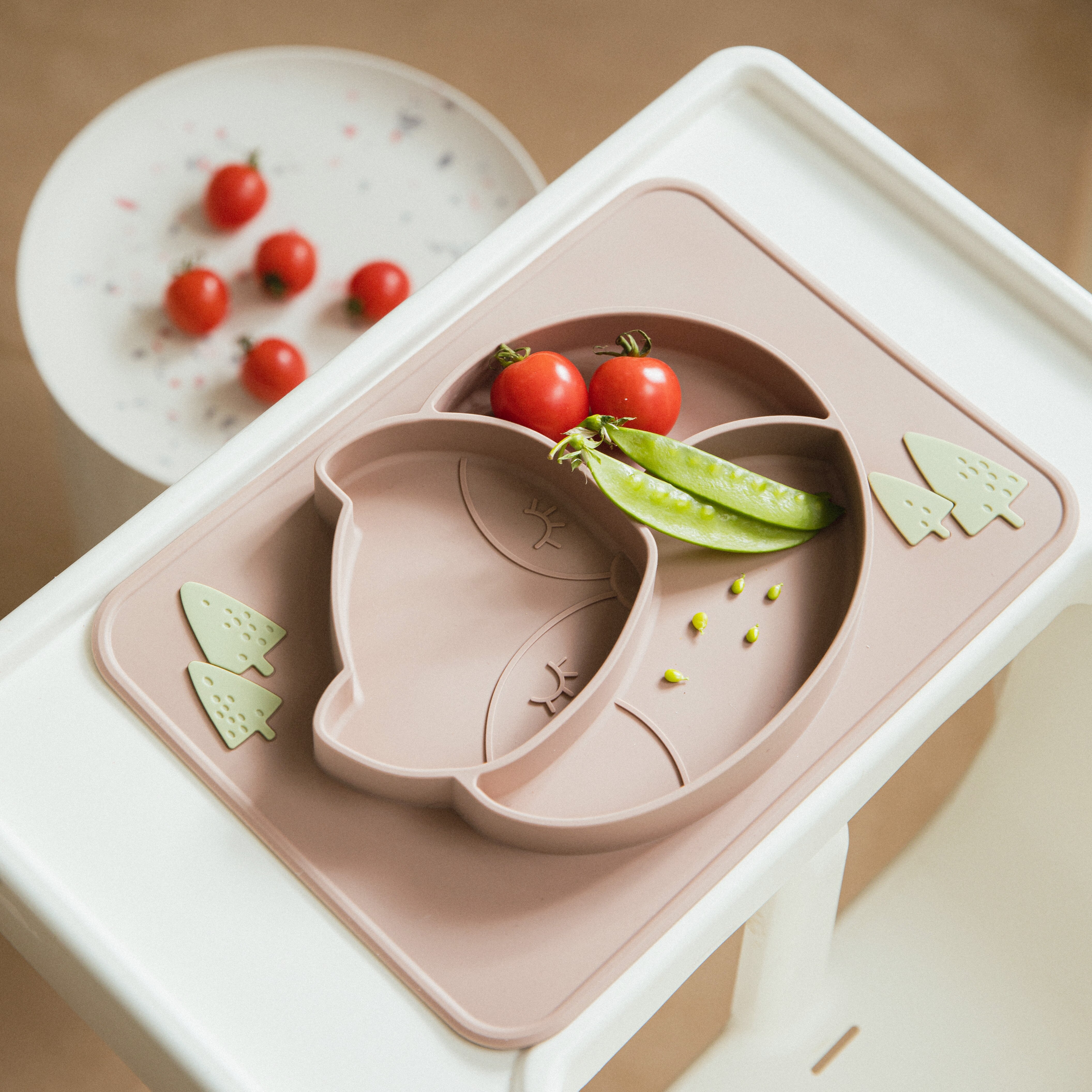 Assiette à manger en Silicone pour bébé, alimentaire, mignon renard, ventouse, vaisselle, bol d&#39;alimentation supplémentaire pour enfants, plats souples, 100%