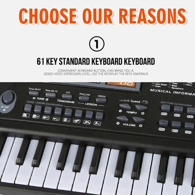 61-key LED Digital Keyboard Electronic Keyboard With Piano Microphone Music Instrument Children T3N1