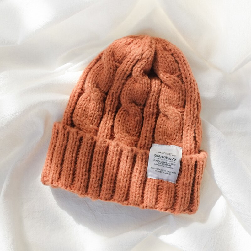Warm Cashmere Knitted Beanies for Women Winter Hat Soft Cap Brand Ladies Wool Beanie Slouchy Gorras Cotton Hats: E