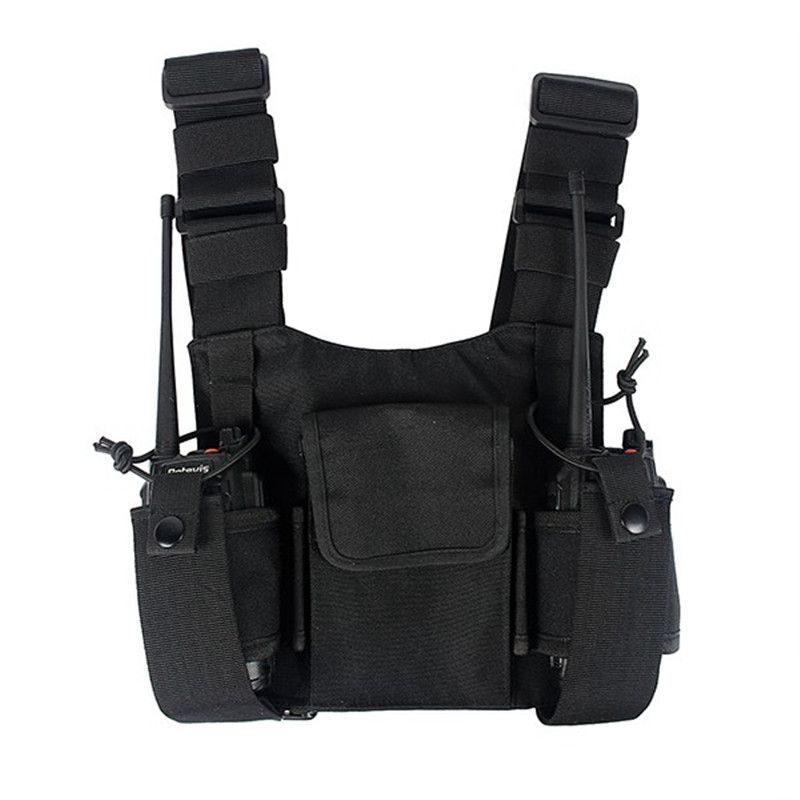 Rádios bolso rádio peito arnês peito frente pacote bolsa coldre colete rig carry caso para 2 vias rádio walkie talkie para baofeng u