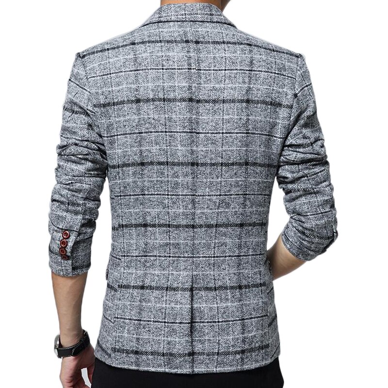 Mannen slim fit brazer merk geruite jasjes kostuum homme heren rooster formele brazers casual rokkostuum jassen