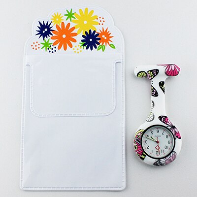 Free Pencil Case FOB Silicone Nurse Watch Doctor Nurse Butterfly Pattern Japenese Movt Brand Hospital Nurse Pocket Watch: white-whibutterfly