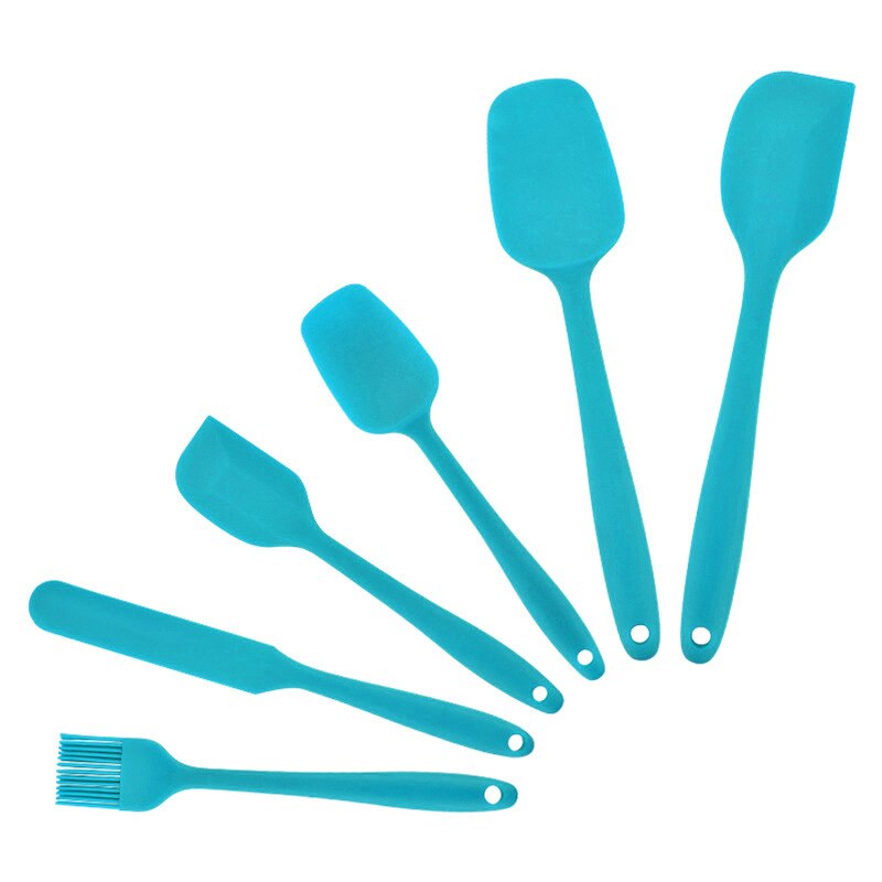 12/6 pièces Silicone cuisine ustensiles de cuisine outils ensemble spatule pelle cuisson ustensiles de cuisine ustensiles de cuisine accessoires de cuisine Gadgets: blue 6pcs