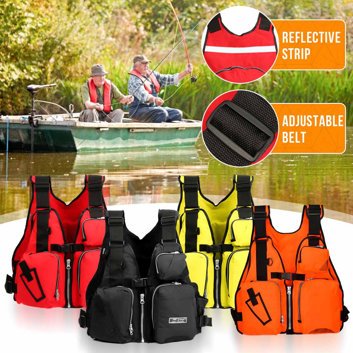 Multi Pockets Fishing Vest Nylon Adult Adjustable Outdoor Sports Life Vest Jacket Respiratory Utility Breathable Fishing Tackle