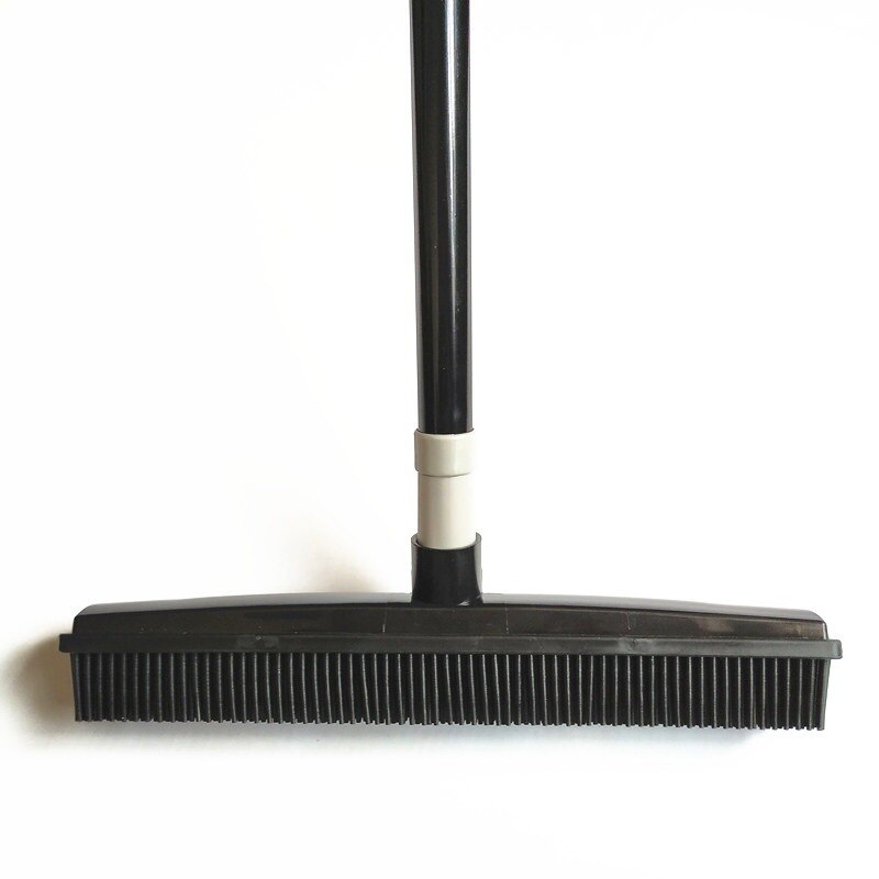 GOALONE-balai pour tapis en caoutchouc à poils souples, balai de poussée avec raclette, balai Miracle, élimination des poils des animaux domestiques et des poussières: Black