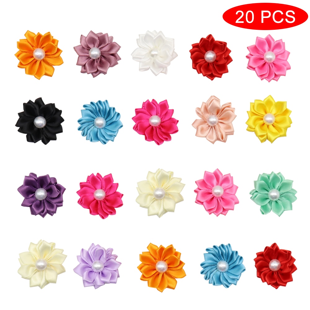 Blomma hund hår rosetter långt hår husdjur hundar rosetter gummiband katt valp hårklämmor husdjur trimning rosett tillbehör 20 st/lot